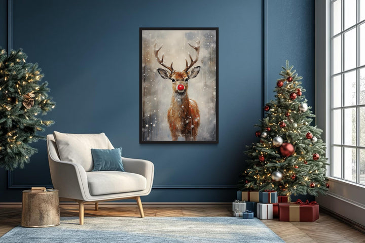 Christmas Red-Nosed Reindeer Canvas Wall Art
