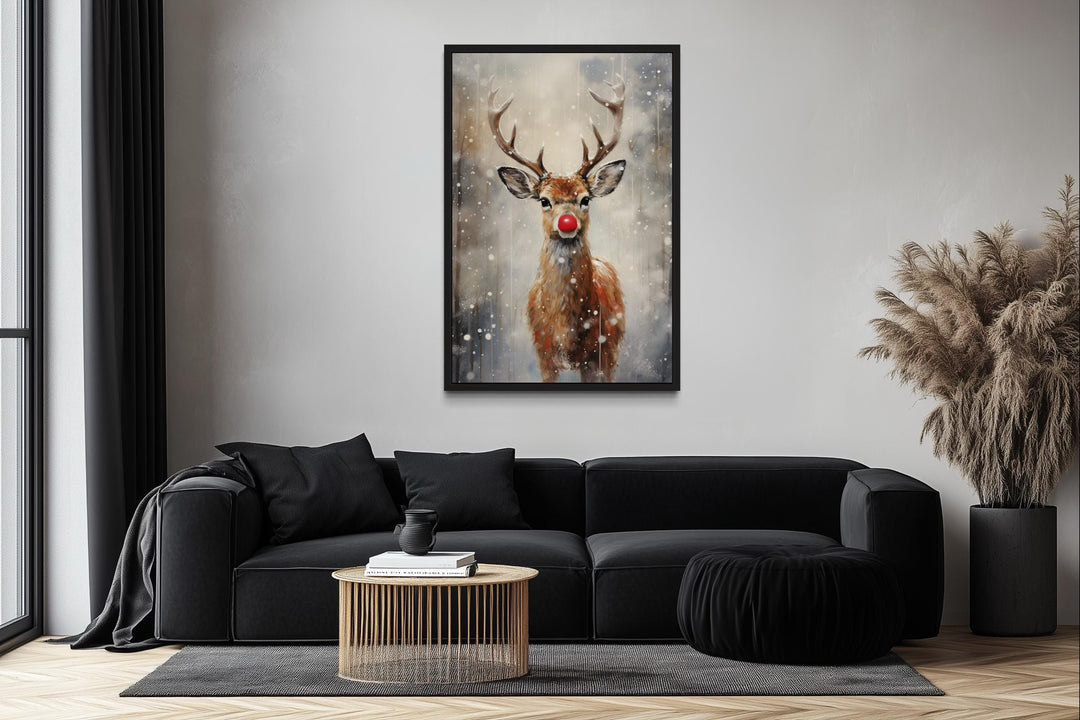 Christmas Red-Nosed Reindeer Canvas Wall Art