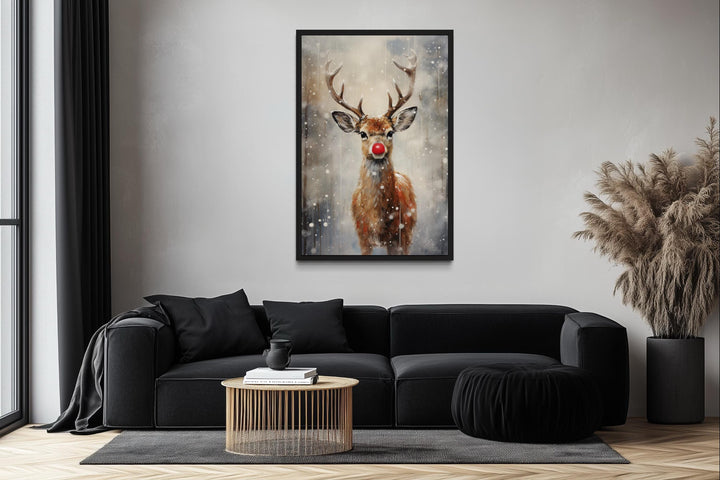 Christmas Red-Nosed Reindeer Canvas Wall Art