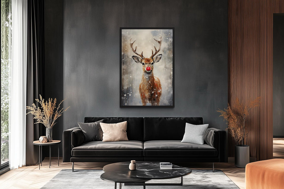 Christmas Red-Nosed Reindeer Canvas Wall Art