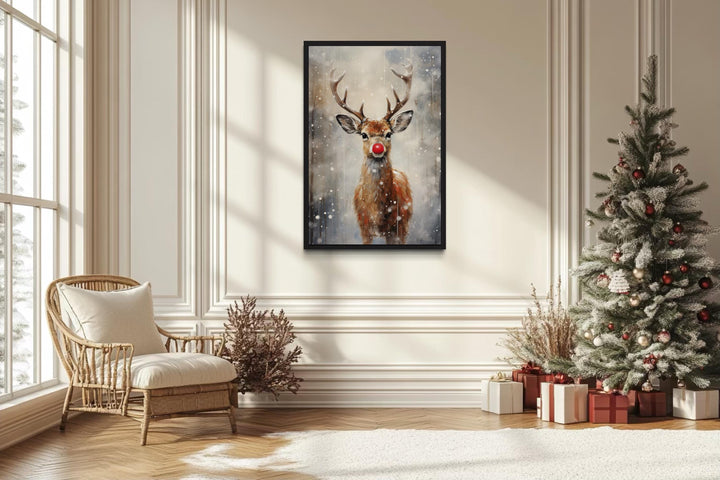 Christmas Red-Nosed Reindeer Canvas Wall Art
