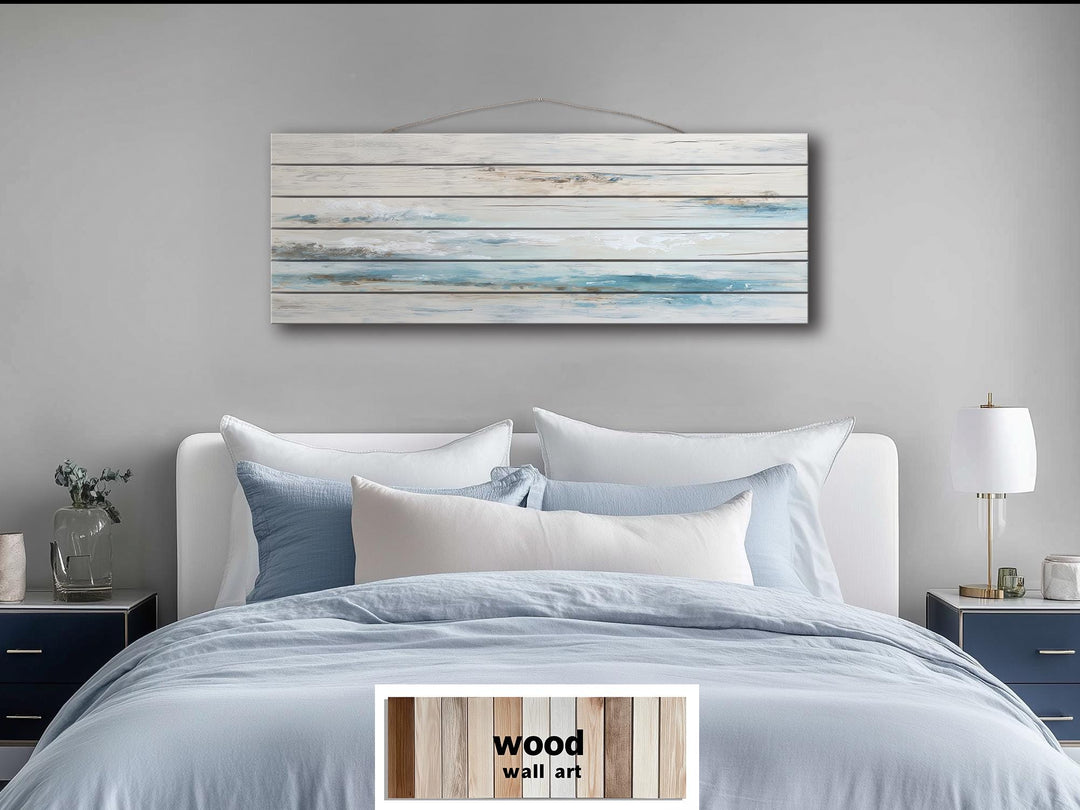 Coastal Abstract Ocean Distressed Wood Wall Art