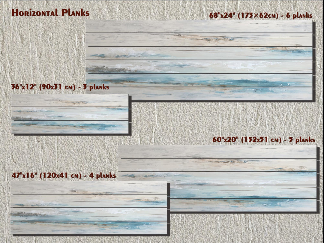 Coastal Abstract Ocean Distressed Wood Wall Art