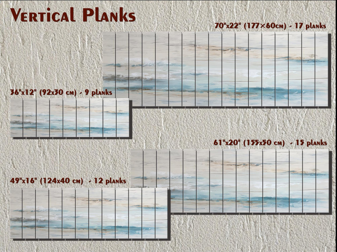 Coastal Abstract Ocean Distressed Wood Wall Art
