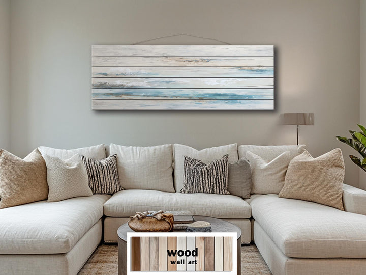 Coastal Abstract Ocean Distressed Wood Wall Art