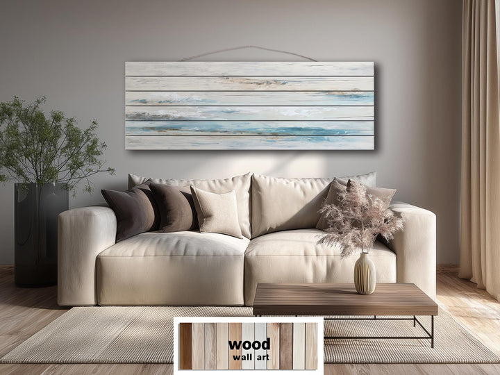 Coastal Abstract Ocean Distressed Wood Wall Art