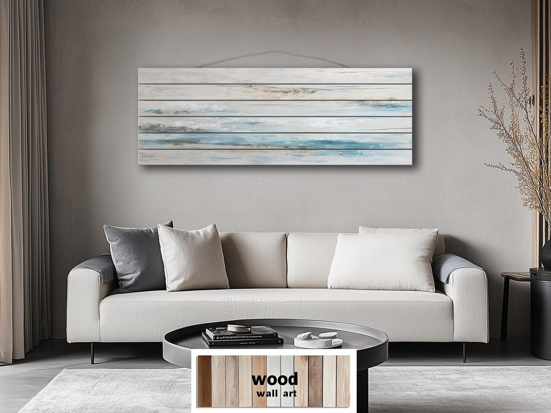 Coastal Abstract Ocean Distressed Wood Wall Art