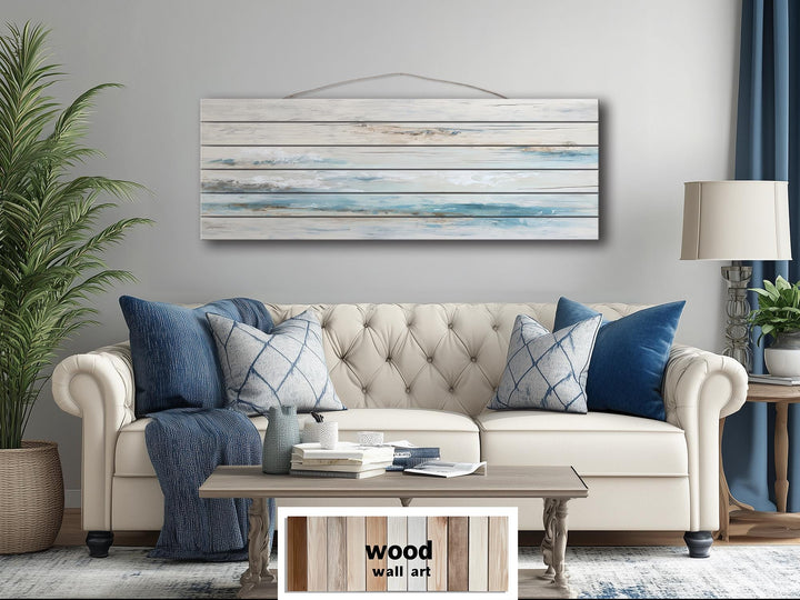 Coastal Abstract Ocean Distressed Wood Wall Art