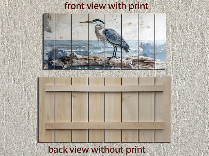 Coastal Heron Wall Art - Driftwood Wall Decor | Rustic Ocean Bird Hanging