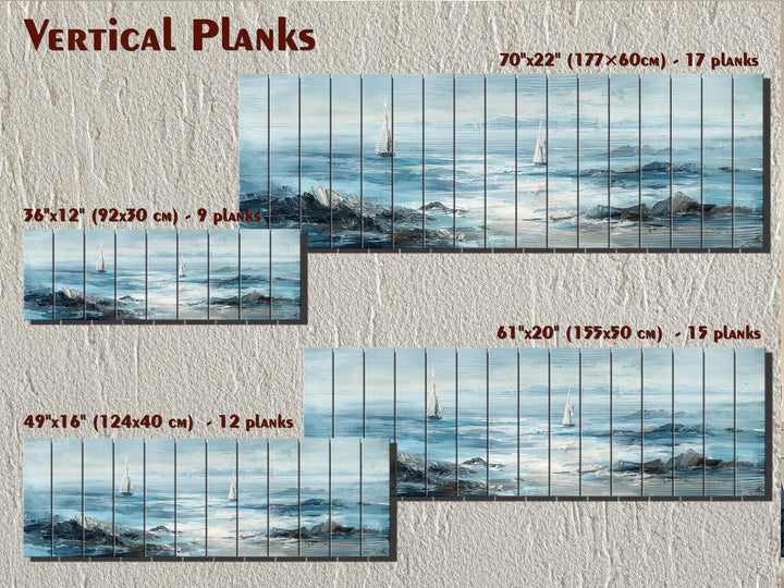 Coastal Sailing Boats Seascape Distressed Wood Wall Art