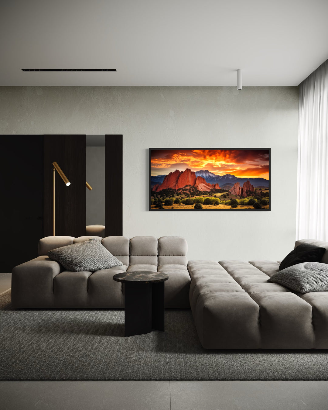 Colorado Canvas Wall Art - Pikes Peak in Garden Of The Gods At Sunset