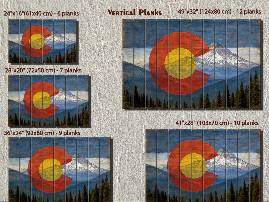 Colorado Flag And Rockies Mashup Distressed Wood Wall Art