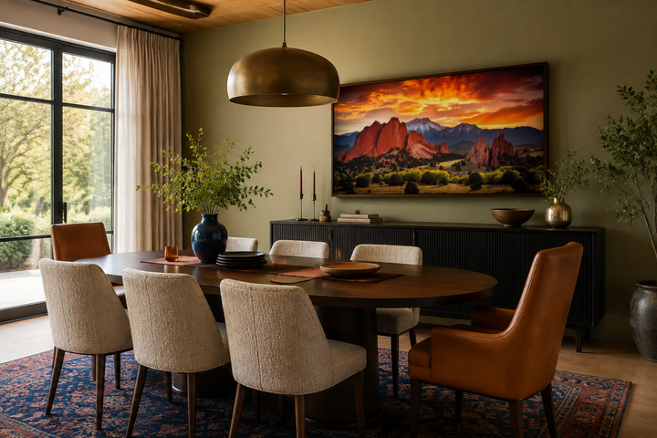 Colorado Canvas Wall Art - Pikes Peak in Garden Of The Gods At Sunset