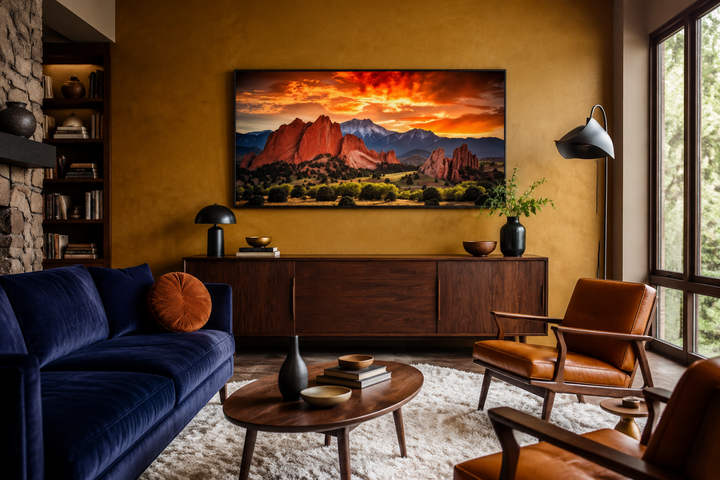 Colorado Canvas Wall Art - Pikes Peak in Garden Of The Gods At Sunset