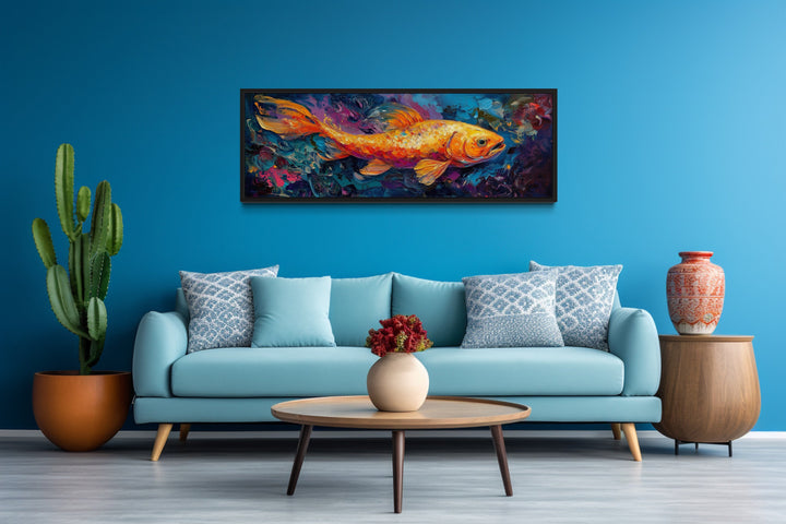 Colorful Abstract Goldfish Long Horizontal Framed Canvas Wall Art