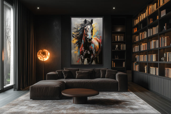 Colorful Abstract Horse Framed Canvas Wall Art