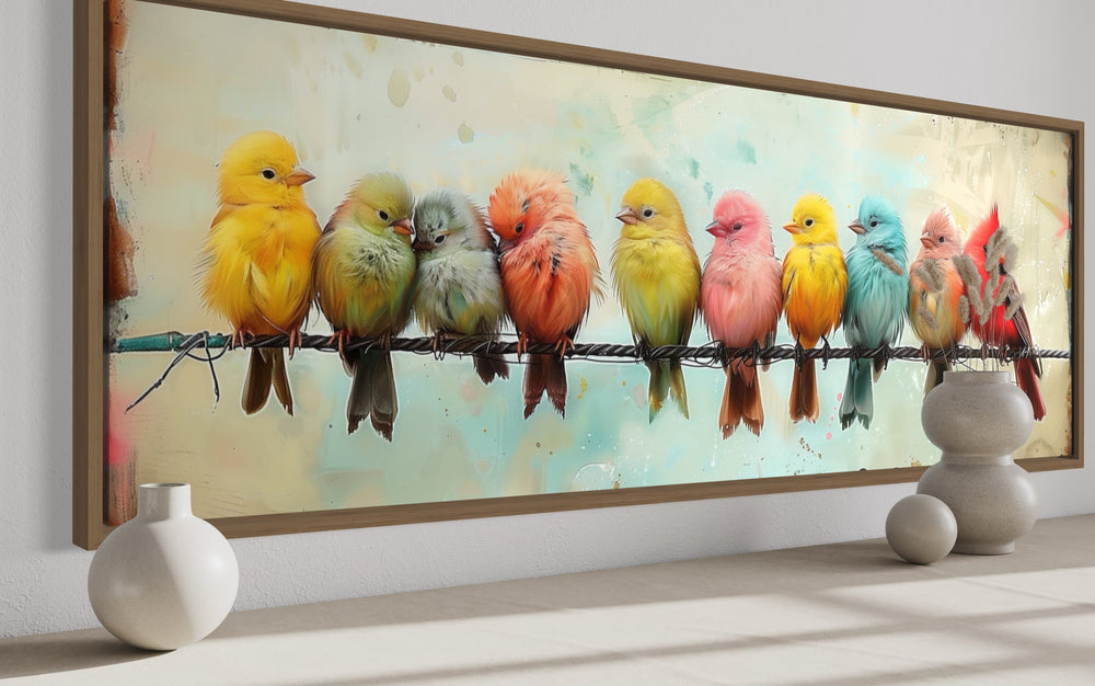 Birds On A Wire Long Horizontal Canvas Wall Art side view