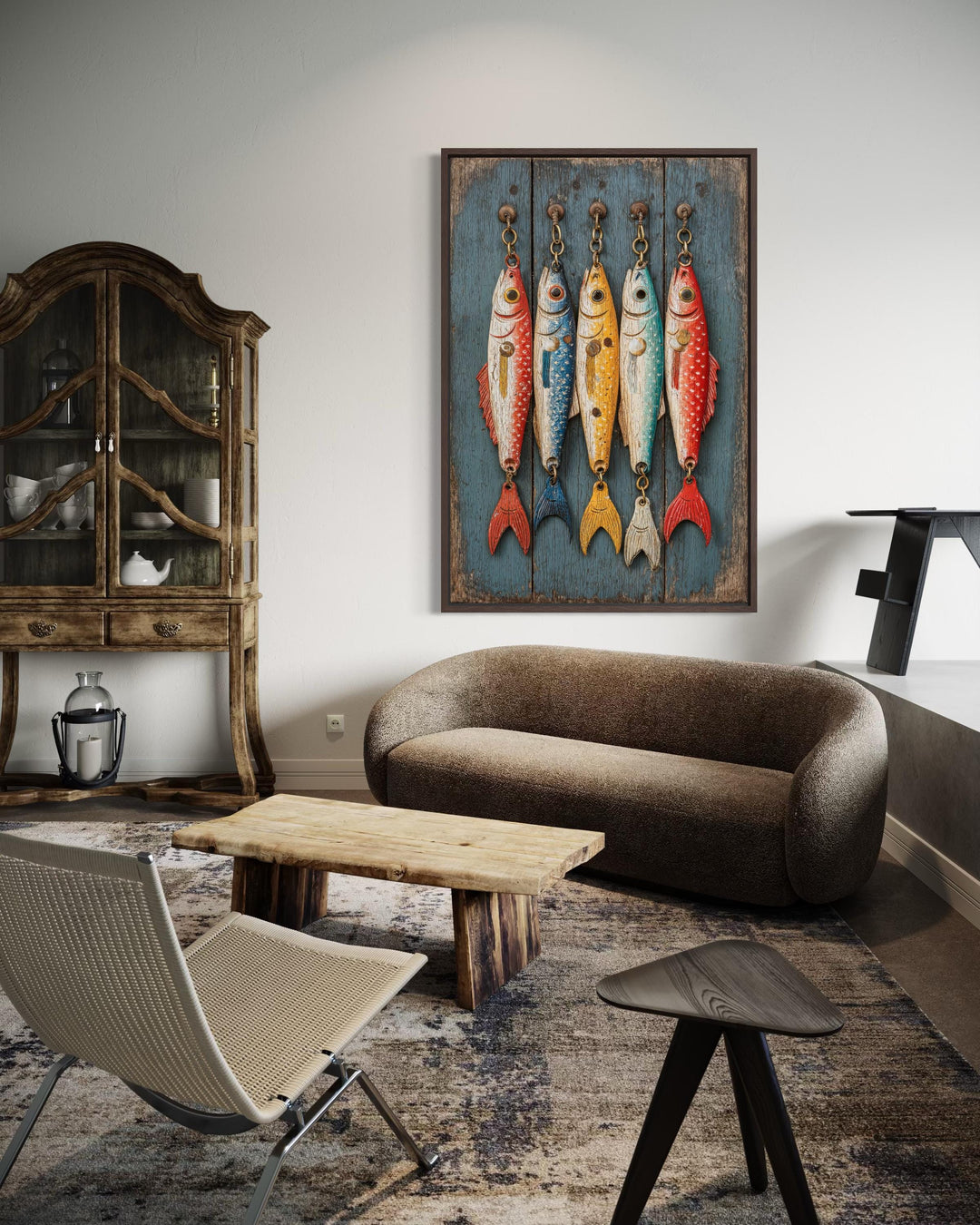 Colorful Fishing Lures Vertical Canvas Wall Art – Wall Decor Delights