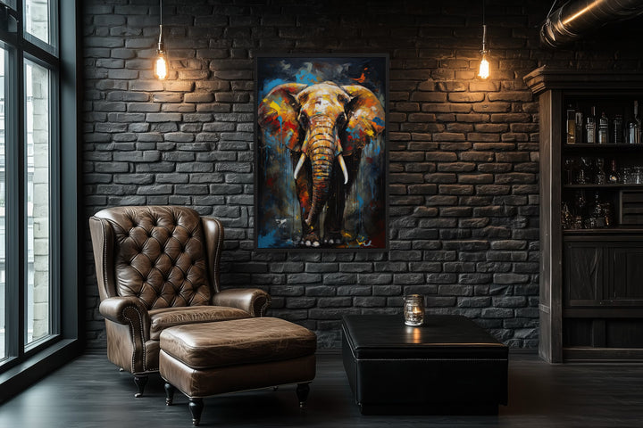 Colorful Graffiti Elephant Framed Canvas Wall Art