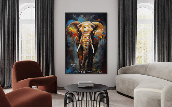 Colorful Graffiti Elephant Framed Canvas Wall Art