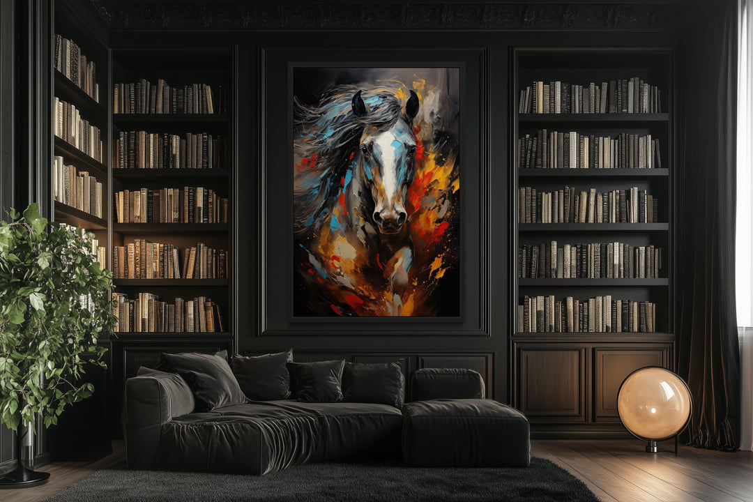 Colorful Horse Modern Abstract Painting Extra Large Framed Canvas Wall Art