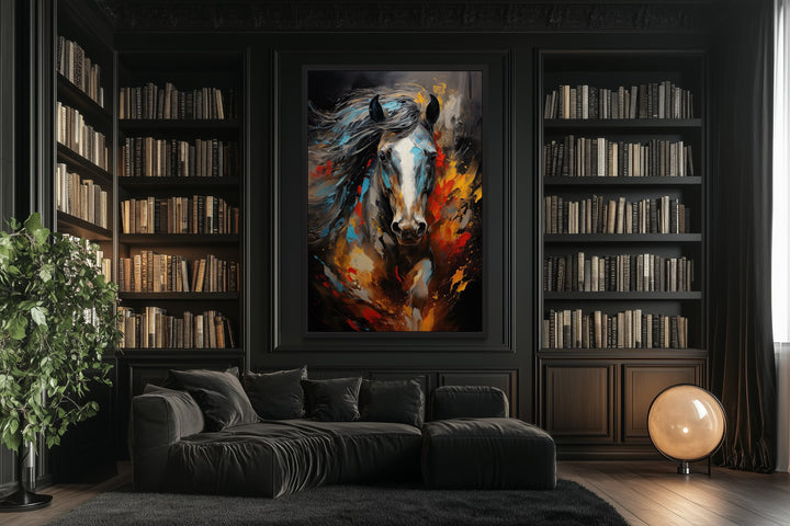 Colorful Horse Modern Abstract Painting Extra Large Framed Canvas Wall Art