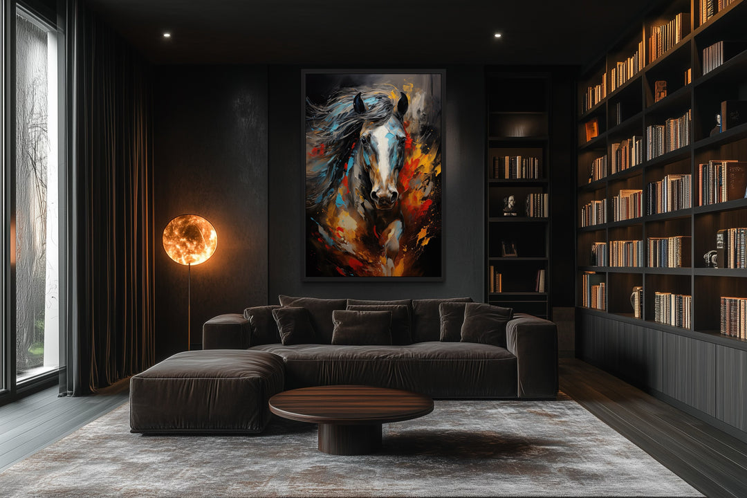 Colorful Horse Modern Abstract Painting Extra Large Framed Canvas Wall Art