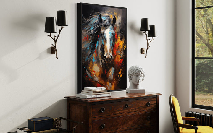 Colorful Horse Modern Abstract Painting Extra Large Framed Canvas Wall Art