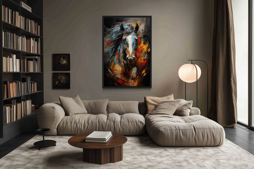 Colorful Horse Modern Abstract Painting Extra Large Framed Canvas Wall Art