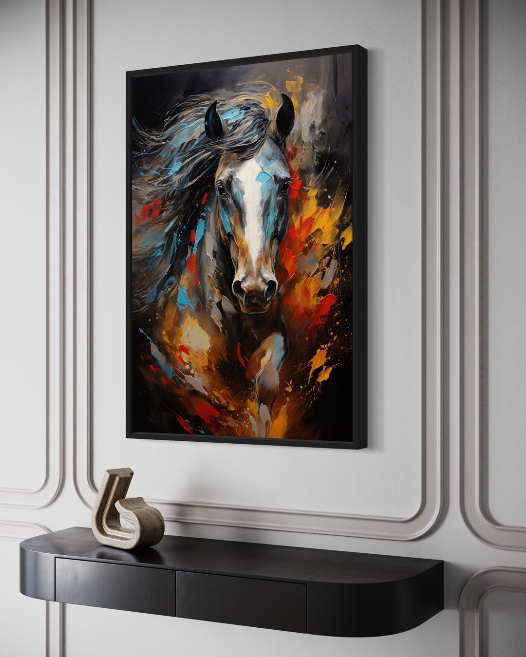 Colorful Horse Modern Abstract Painting Extra Large Framed Canvas Wall Art