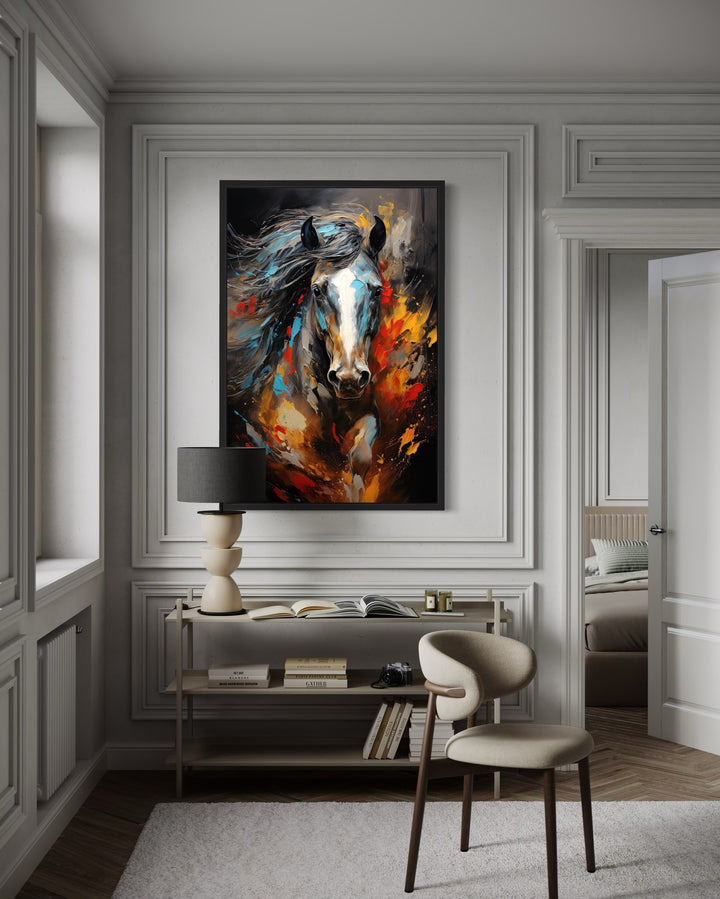 Colorful Horse Modern Abstract Painting Extra Large Framed Canvas Wall Art