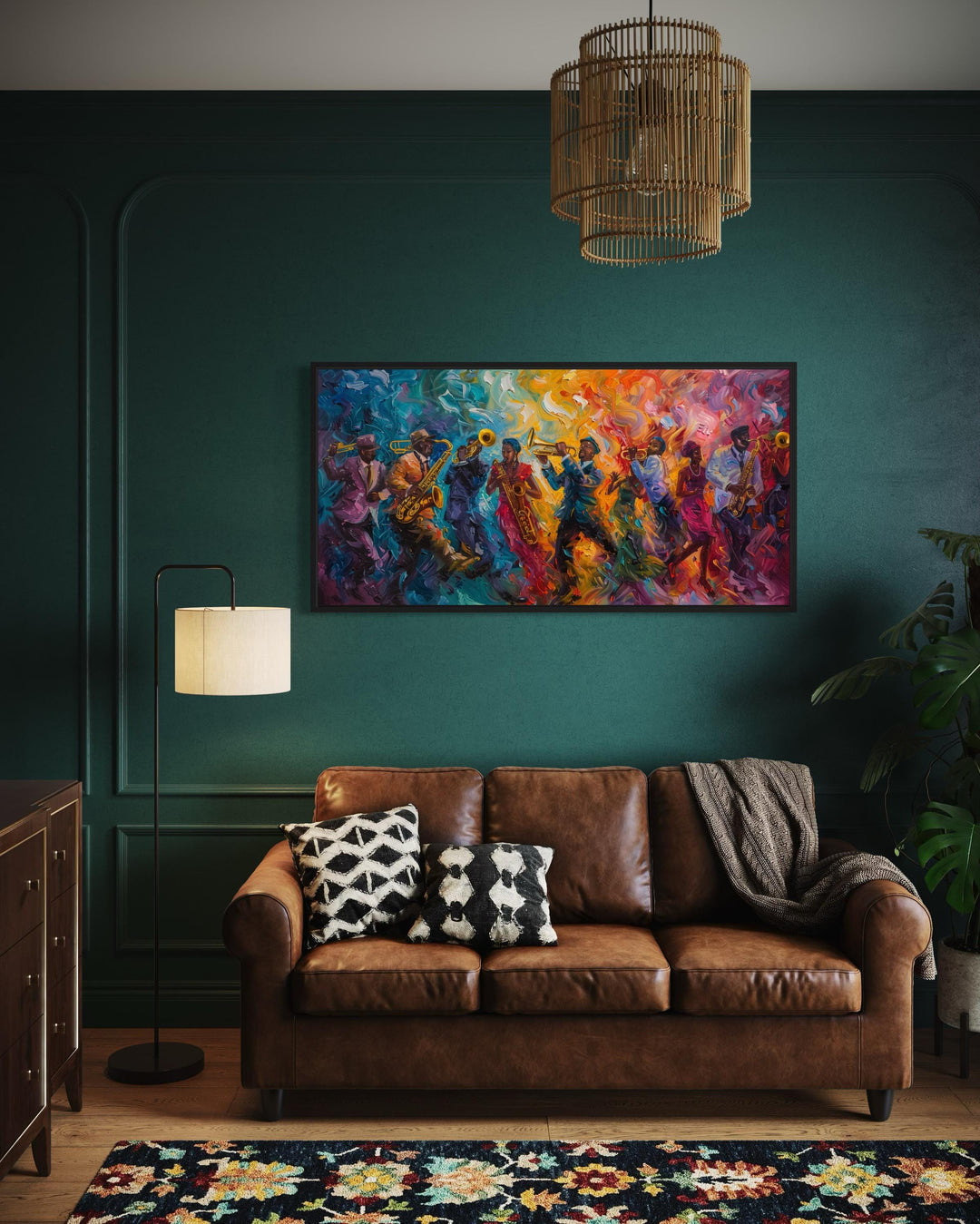 Colorful Jazz Band Abstract Painting Music Canvas Wall Art