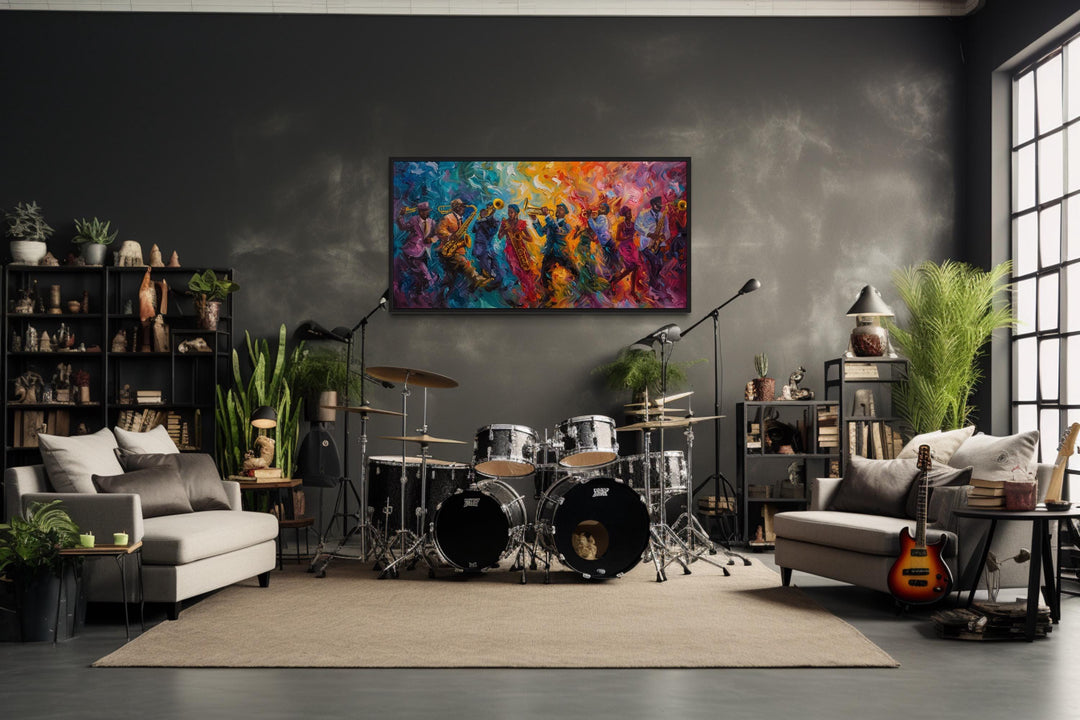 Colorful Jazz Band Abstract Painting Music Canvas Wall Art