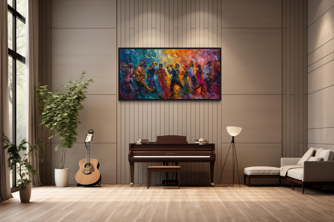 Colorful Jazz Band Abstract Painting Music Canvas Wall Art