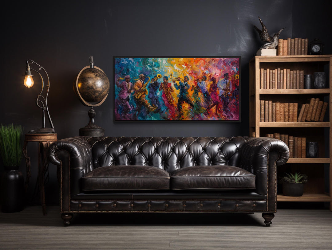 Colorful Jazz Band Abstract Painting Music Canvas Wall Art