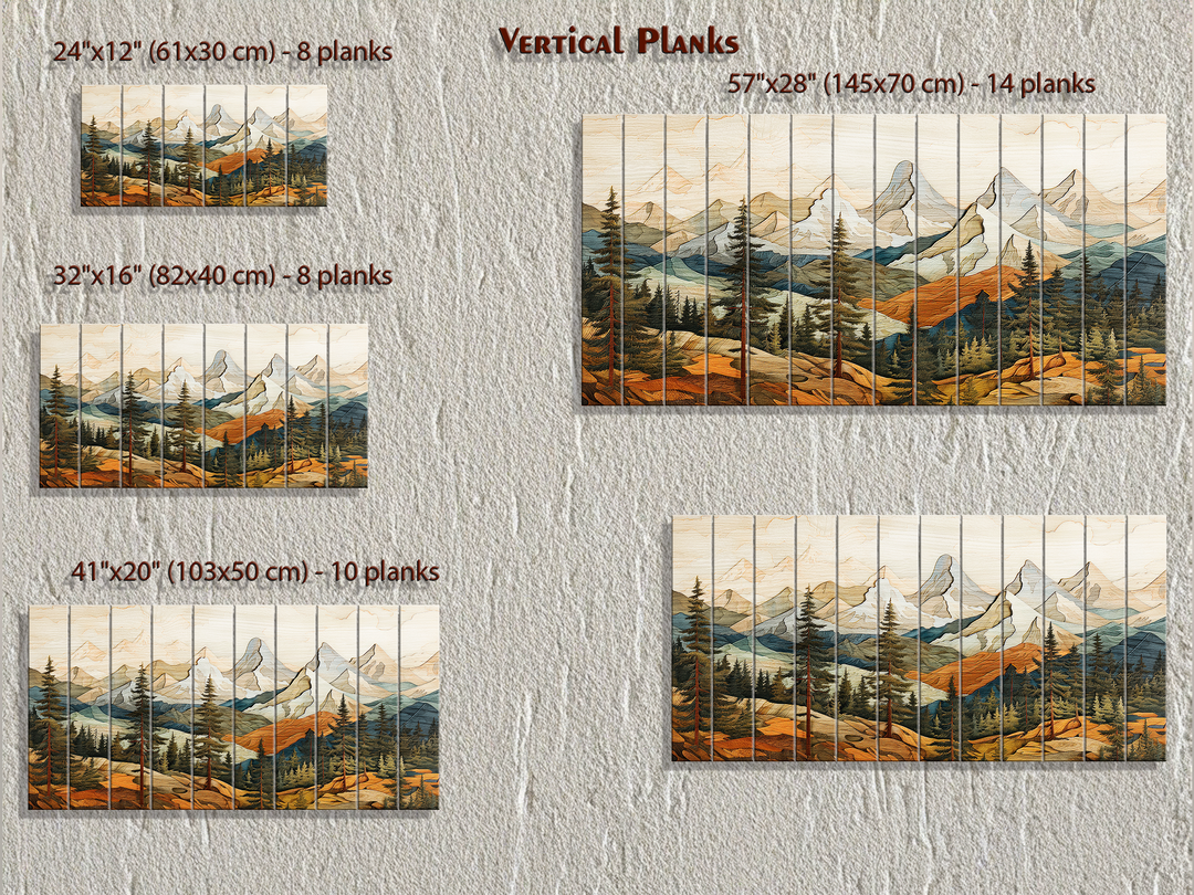 Colorful Layered Mountain Distressed Wood Wall Art For Cabin Decor