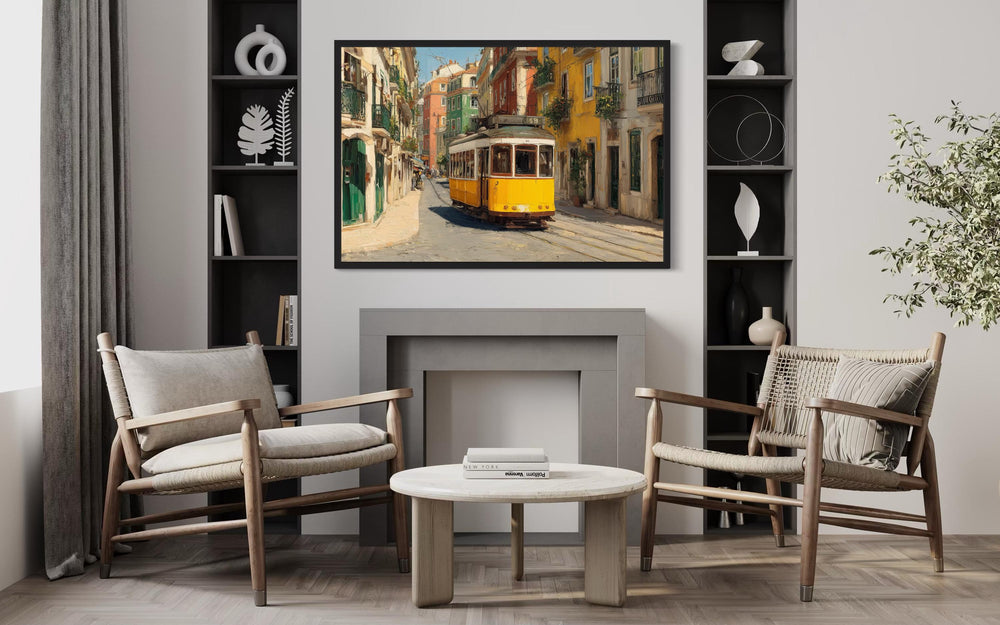 Colorful Lisbon Street With Yellow Tram Wall Art