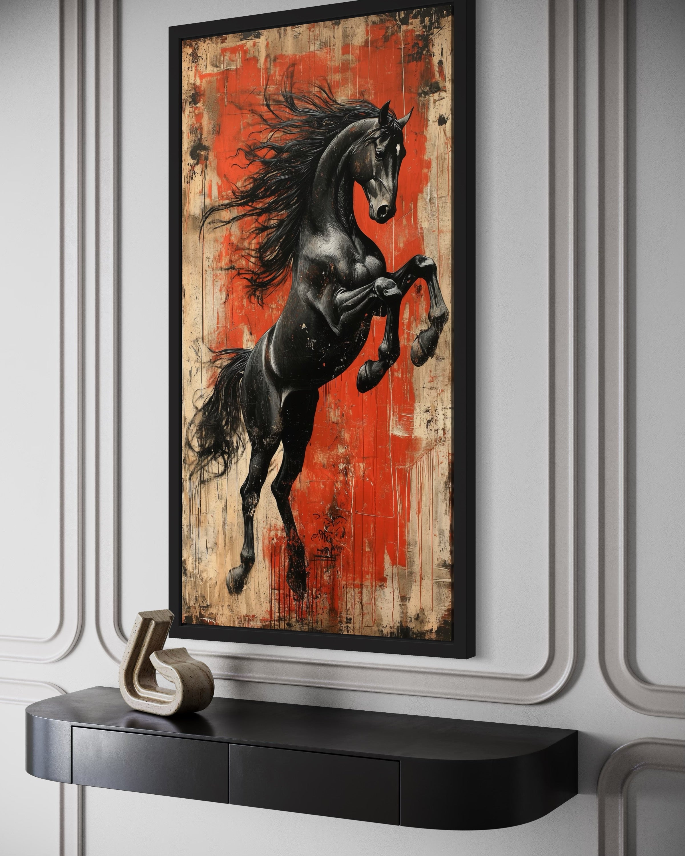 Colorful Rearing Horse Graffiti Canvas Art | Urban Wall Decor