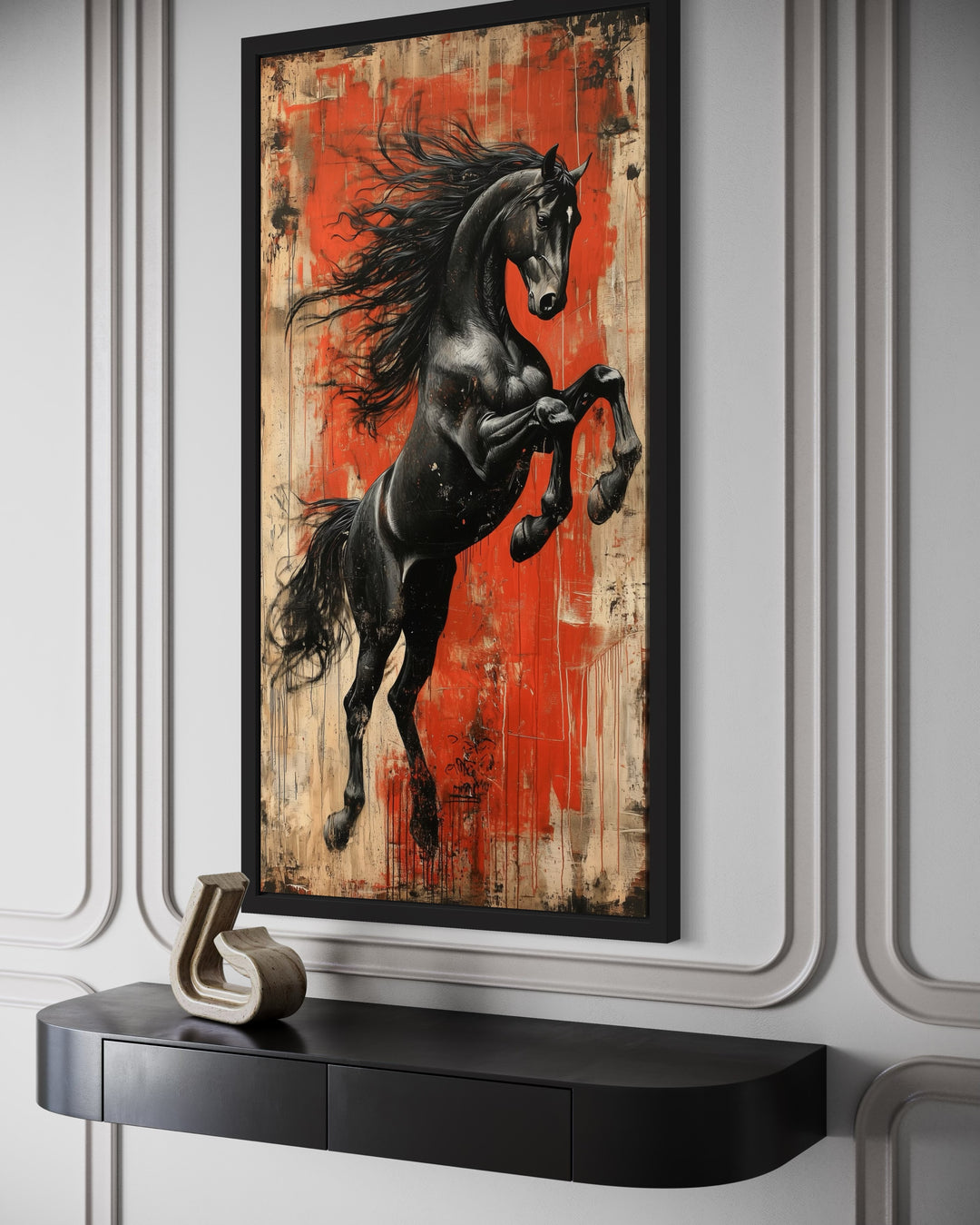 Colorful Rearing Horse Graffiti Framed Canvas Wall Art