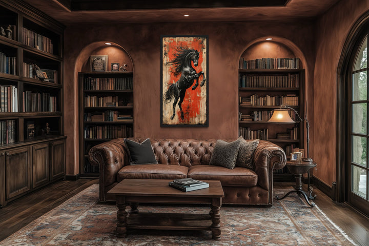 Colorful Rearing Horse Graffiti Framed Canvas Wall Art