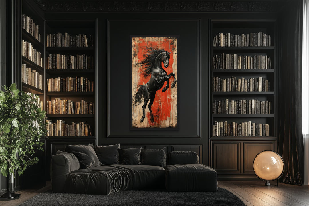 Colorful Rearing Horse Graffiti Framed Canvas Wall Art