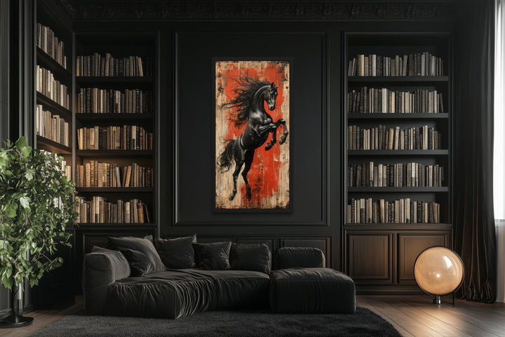 Colorful Rearing Horse Graffiti Framed Canvas Wall Art