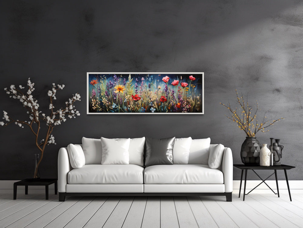 Colorful Spring Wildflowers Field Long Horizontal Wall Art