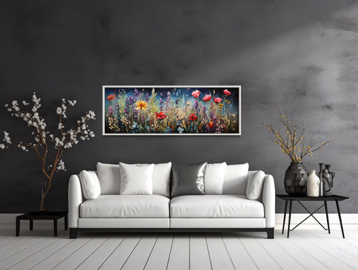 Colorful Spring Wildflowers Field Long Horizontal Wall Art