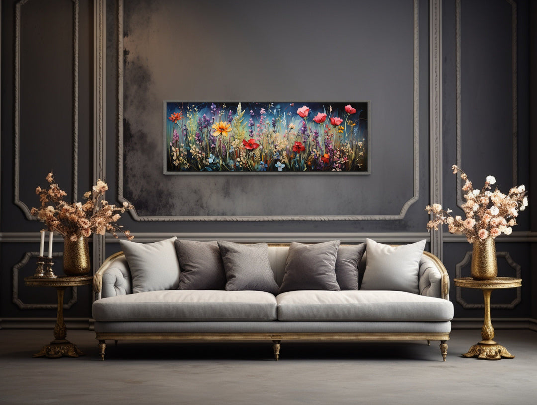 Colorful Spring Wildflowers Field Long Horizontal Wall Art