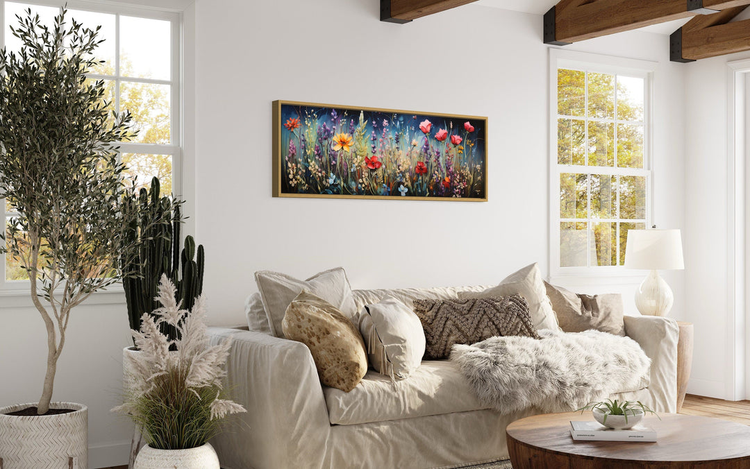 Colorful Spring Wildflowers Field Long Horizontal Wall Art