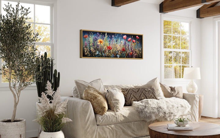 Colorful Spring Wildflowers Field Long Horizontal Wall Art