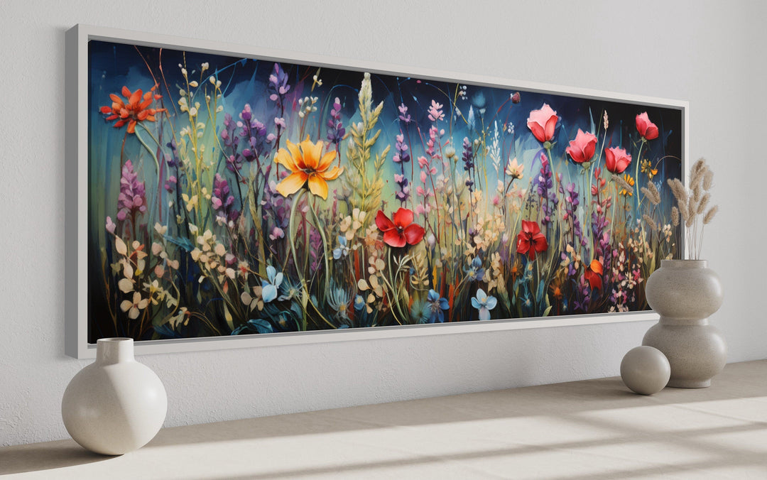 Colorful Spring Wildflowers Field Long Horizontal Wall Art