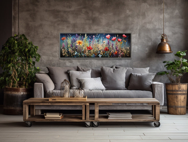 Colorful Spring Wildflowers Field Long Horizontal Wall Art