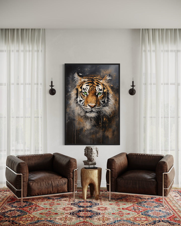 Colorful Tiger Abstract Graffiti Framed Canvas Wall Art